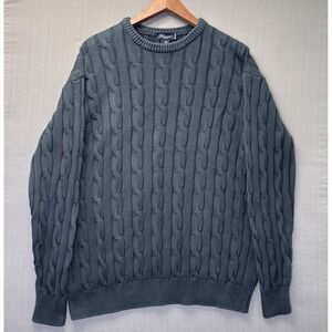 Vintage Blumarine Uomo Cable Knit Sweater Men's XXL Navy Cotton Fisherman Italy